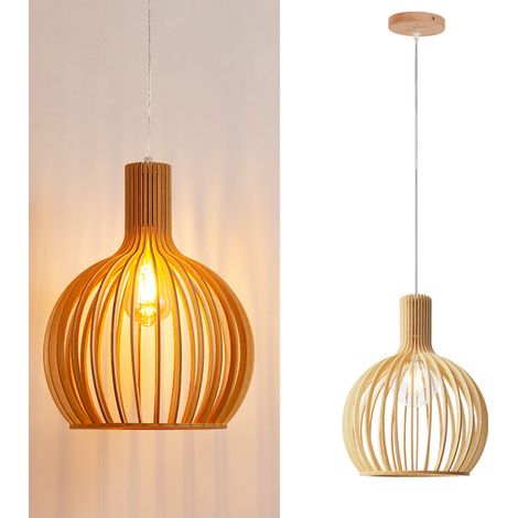 Lámpara colgante madera MINKA Ø28cm E27 (1/5)