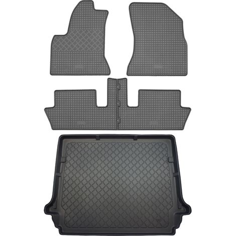 Ensemble de tapis de sol en caoutchouc pour Citroën C4 Grand Picasso (5 portes) de 10/2006 à 08/2013 : tapis de sol de voiture et tapis de coffre. (1/5)
