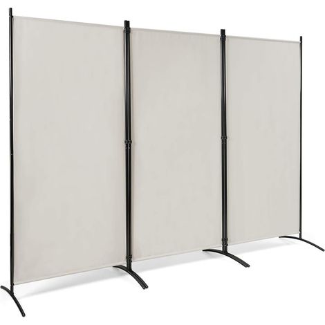COSTWAY Paravento da Interno in Metallo, Separé Divisorio Interno Pieghevole con Piedini Stabili, Pannelli Divisori per Interni per Casa e Ufficio, 260 x 183cm, 3 Pannelli, Bianco (1/5)