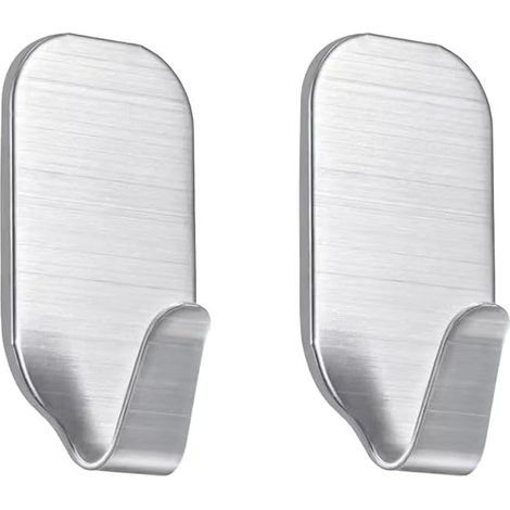 Adhesive Hook, 2 Pcs Stainless Steel Adhesive Hook, Self Adhesive Hooks, Wall Adhesive Hook, Stainless Steel Towel Rack, for Kitchen, Bathroom, Balconies (1/5)