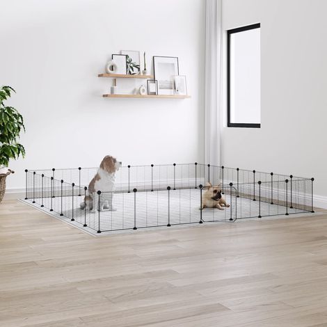 vidaXL Gabbia per Animali 28 Pannelli con Porta Nero 35x35 cm Acciaio (1/4)