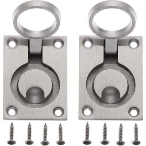 Set of 2 hatch locker handles, concealed stainless steel handles with mounting screws, 62 x 44 mm (1/4)