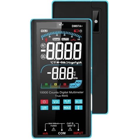 Multimètre à écran Couleur 10 000 Points Mesure de la température Multimètre Intelligent NCV True RMS Multimètre numérique Voltmètre(DM97A Color) (1/5)