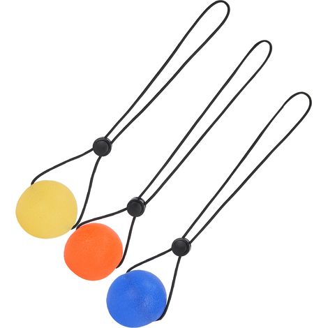 Balle d'exercice pour les doigts pour la remise en forme, la force des doigts, l'entraînement aux étirements et la rééducation (jaune 15 de dureté, orange 20 de dureté, bleue 30 de dureté). (1/5)