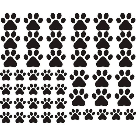 Lot de 49 autocollants muraux en vinyle représentant des empreintes de pattes de chien. Décoration murale et décoration pour voiture. (1/5)