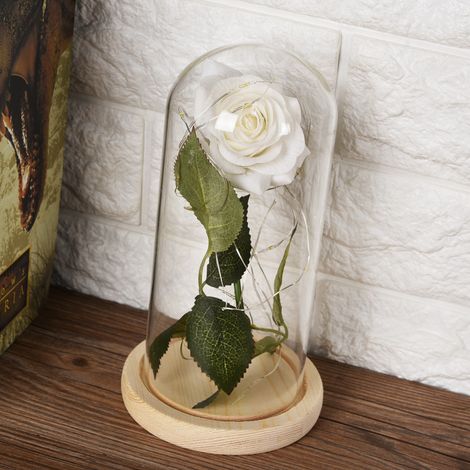 LED-Lichterkette in Rosenform mit Glasfuß – ideales Geschenk zum Valentinstag oder zur Hochzeit (Weiß) (1/5)