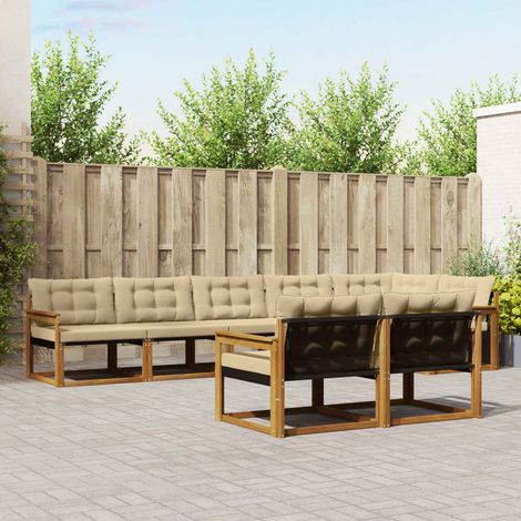 vidaXL Outdoor-Sofagarnitur mit Kissen 8 pcs Natur und Beige (1/5)