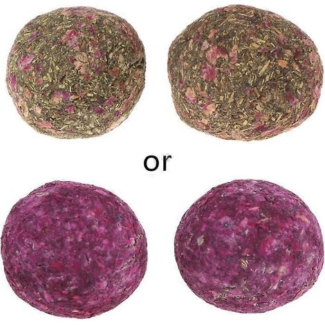 Boules d'herbe naturelle solides, haute teneur en fibres pour lapins, hamsters, cochons d'Inde - 2 kits boule d'herbe fleur rose. (Caractères : 126)