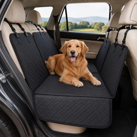 Housse de Siège d'auto pour Chien Banquette Arrière Antidérapant et Imperméable Mise à Niveau Matérielle avec Fenêtre de Visualisation Protection Coffre Universelle Voiture 137X147cm Noir (1/5)