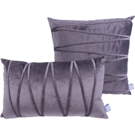Lot de 2 Coussins Déco "Paulina" 30x50cm Gris (1/5)