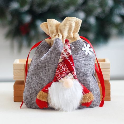 Sac De Stockage De Bonbons De Noël - Sac Cadeau À Motif De Noël En Tissu - Pour Décorations Festives Intérieures Et Extérieures - 1 Pièce (1/4)