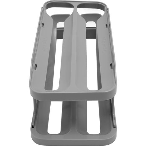 Plateau à œufs à deux niveaux avec roulettes, compact, compatible avec le réfrigérateur, gris (1/5)