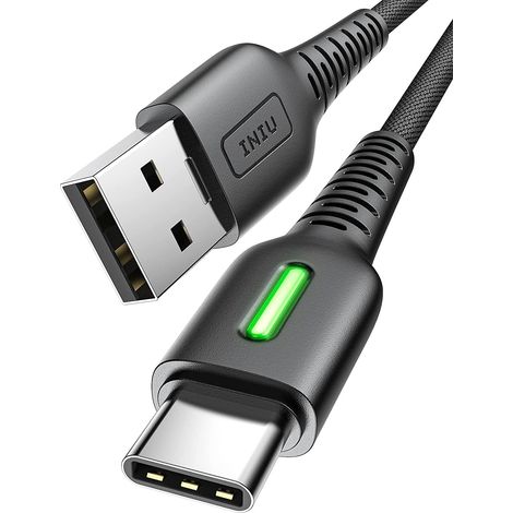 Câble USB C, Cable USB C 1,8m 3.1A PD Charge Rapide, Nylon Tressé QC 3.0 Câble Chargeur Type C pour 16 15 Samsung Galaxy S22 S21 S20 S10 S9 A70 Switch PS5 Tablet Huawei P30 iPad Pro etc. (1/5)