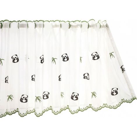 Elegante Heimtextilien-Gardinen mit Panda-Motiven, kurze, transparente Spitzengardinen.