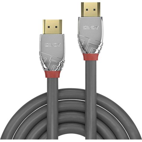 Câble de raccordement LINDY HDMI Fiche mâle HDMI-A, Fiche mâle HDMI-A 7.50 m gris 37875 4K UHD Câble HDMI C143651 (1/7)