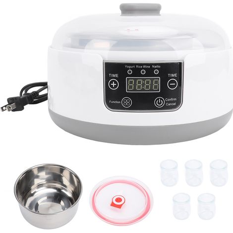 Yaourtière Électrique Machine à Yaourt Maison Acier Inoxydable 1,2L avec 5 Pots Fermentation Automatique Natto Pratique (1/5)