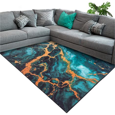 Tapis moderne NOVO Strado pour salon, motif marbre, velours, Malachite, 100x150