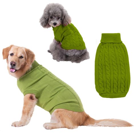 Pull pour animaux de compagnie, col roulé tricot pull pour chien pull chaud manteau mignon chiot chat costume (vert, s) (1/5)