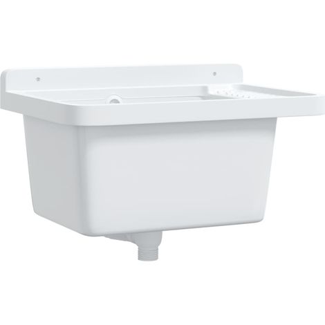 Fregadero lavabo de pared resina blanco 50x35x24 cm vidaXL