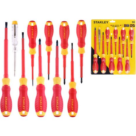 Juego de destornilladores planos, Stanley, STHT60032-0, Reparación y mantenimiento doméstico, Mango ergonómico, Puntas resistentes y precisión duradera
