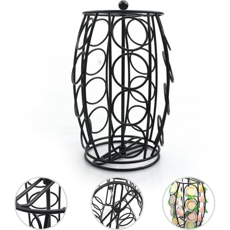 Porte-gobelets métallique rotatif pour dosettes de café K Cup, organisateur de capsules à café pour maison ou bureau. (1/5)
