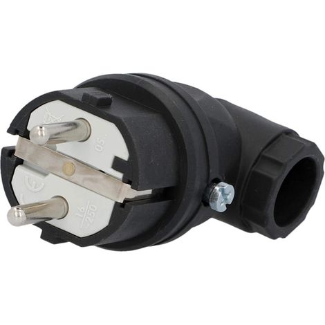 Schutzkontakt-Stecker Vollgummi gewinkelt, IP44 schwarz, mit Knickschutz Stecker & Kupplungen (1/3)