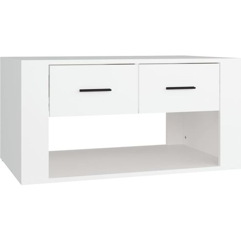 Mesa de centro con cajones diseño moderno y contemporáneo 80 x 50 x 40 cm madera de ingeniería blanca DEC037954