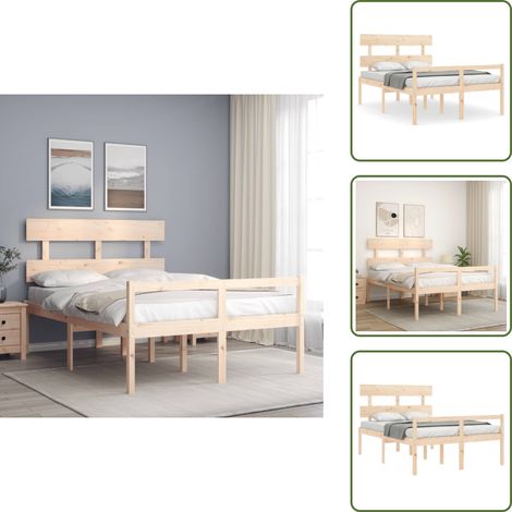 Cama para ancianos - vidaXL Cama para personas mayores con cabecero madera maciza 120x200cm - Cama con espacio de almacenamiento