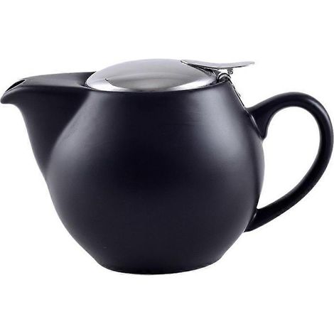 Théière/Cafetière en céramique avec poignée, petite plaque de cuisson, chauffe-théière/cafetière en céramique noire. (1/5)