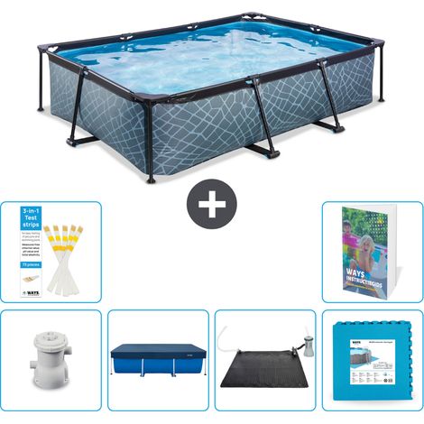 Exit Pool Rechteckig - Steinoptik - 300x200x65 cm - 7-teilig S273