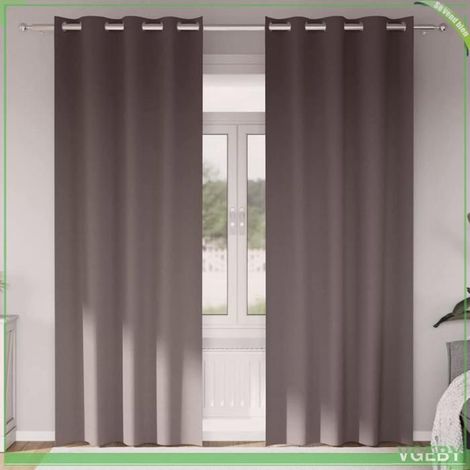 4107336 Rideaux occultants avec anneaux 2 pcs Marron foncé 245 x 140 cm (1/5)