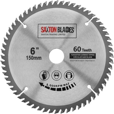 Saxton TCT lame de scie circulaire 150 mm x 20 mm alésage x 60 dents + 16 mm et 10 mm bague compatible avec Ryobi Bosch (1/5)