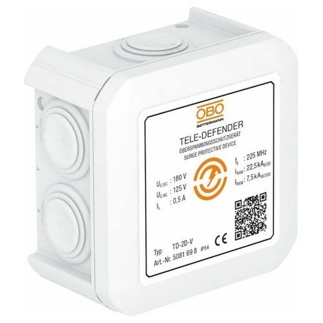 OBO Bettermann Parafoudre combiné pour télécommunication 180V Plastique blanc, 5081698