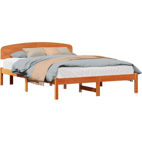 Maison Exclusive - Struttura del letto Marrone cerato 150 x 200 cm Pino massello (1/5)