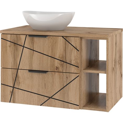 Waschtisch 80cm Teren mit 2 Schubladen, Holzoptik (1/5)