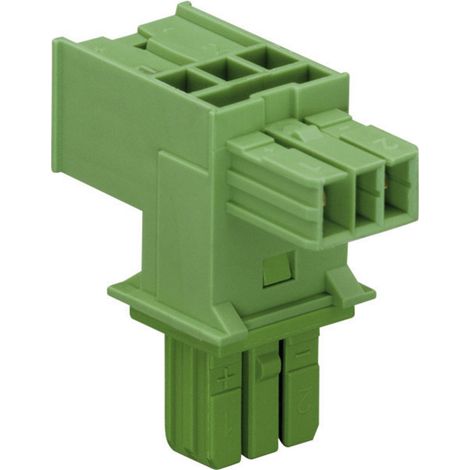 WAGO  Netz-T-Verteiler Netz-Stecker - Netz-Buchse, Netz-Buchse Gesamtpolzahl: 2 Grün  1 St.