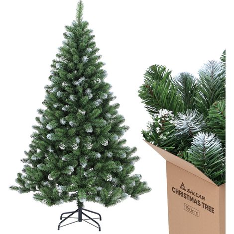 Salcar Künstlicher Weihnachtsbaum mit Schnee Tannenbaum PVC Christbaum 180 cm