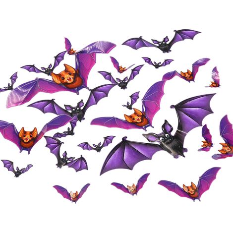 24 gruselige 3D-Fledermaus-Aufkleber für Halloween-Deko, DIY-Wanddekoration für Partys, Wohnzimmer oder Badezimmer (1/5)