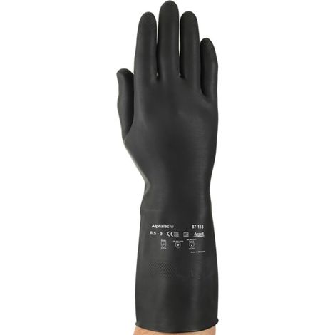 Ansell  87118-000 Guanti Lavoro Alphatec Nero 7,5