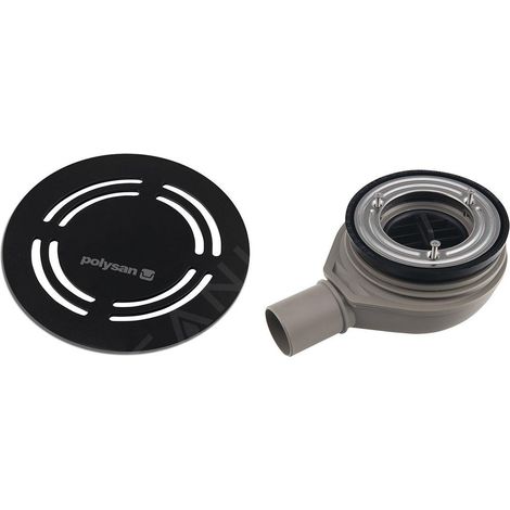 Polysan Flexia - Siphon de receveur Geberit, diamètre 90 mm, DN40, cache bonde rond noir 17781 (1/5)
