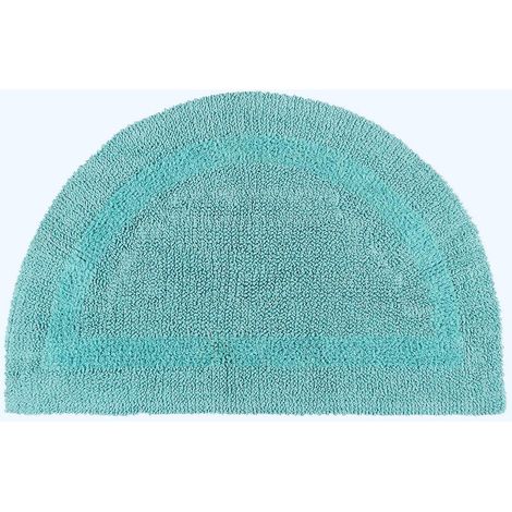 HOMESCAPES Tapis de bain demi-lune en coton, 50 x 80 cm – Bleu aqua