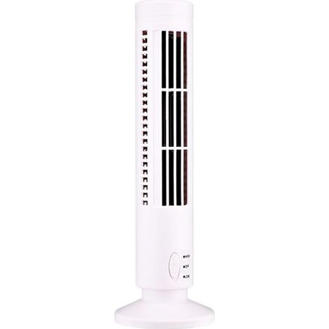 Ventilateur tour sans pale USB, 2 vitesses, mode oscillant – Blanc, idéal chambre/salon/bureau, design compact et silencieux (1/3)