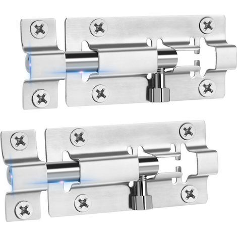 Lot de 2 verrous coulissants, 7,6 cm, loquet de porte de qualité supérieure, loquet coulissant en acier inoxydable, loquet de porte épais , verrous (1/5)