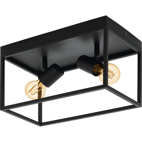 Luminaire plafonnier, 2 lampes, lustre au style industriel (1/5)