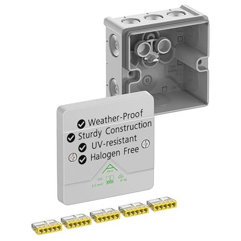 SPELSBERG ABOX 025-2,5² BOÎTE DE JONCTION PROFESSIONNELLE IP66 AVEC 5 BORNES SANS VIS 5 FILS - CERTIFIÉ VDE, POINTS DE FIXATION