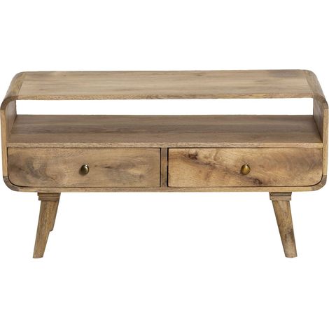 Made In Meubles – Meuble TV en bois de manguier 90x35x47 cm – Style scandinave avec piétement compas – Parfait pour petits espaces (1/5)