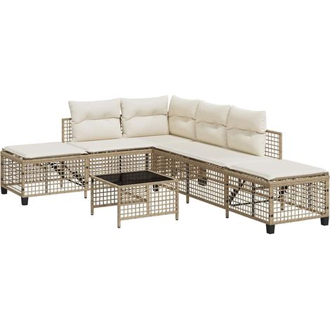 Maison Exclusive - 3-tlg. Garten-Ecksofa-Set mit Kissen Beige Pol