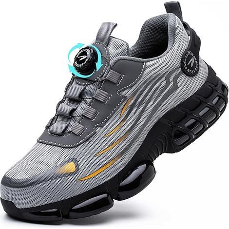 Chaussures de Sécurité Hommes Légère Respirantes Femme Basket Securite Embout en Acier Antidérapante Confortable Chaussures de Travail,45 EU (1/4)