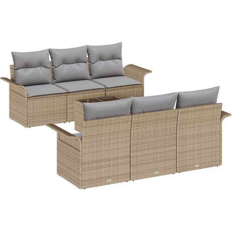 Maison Exclusive - Gartensofa-set mit Kissen 7 pcs Beige und Grau