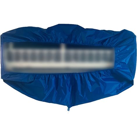 Funda universal para lavar aires acondicionados murales, con correa de sujeción y manguera de desagüe de 2,5 m. Color: azul, tamaño mediano. (1/3)
